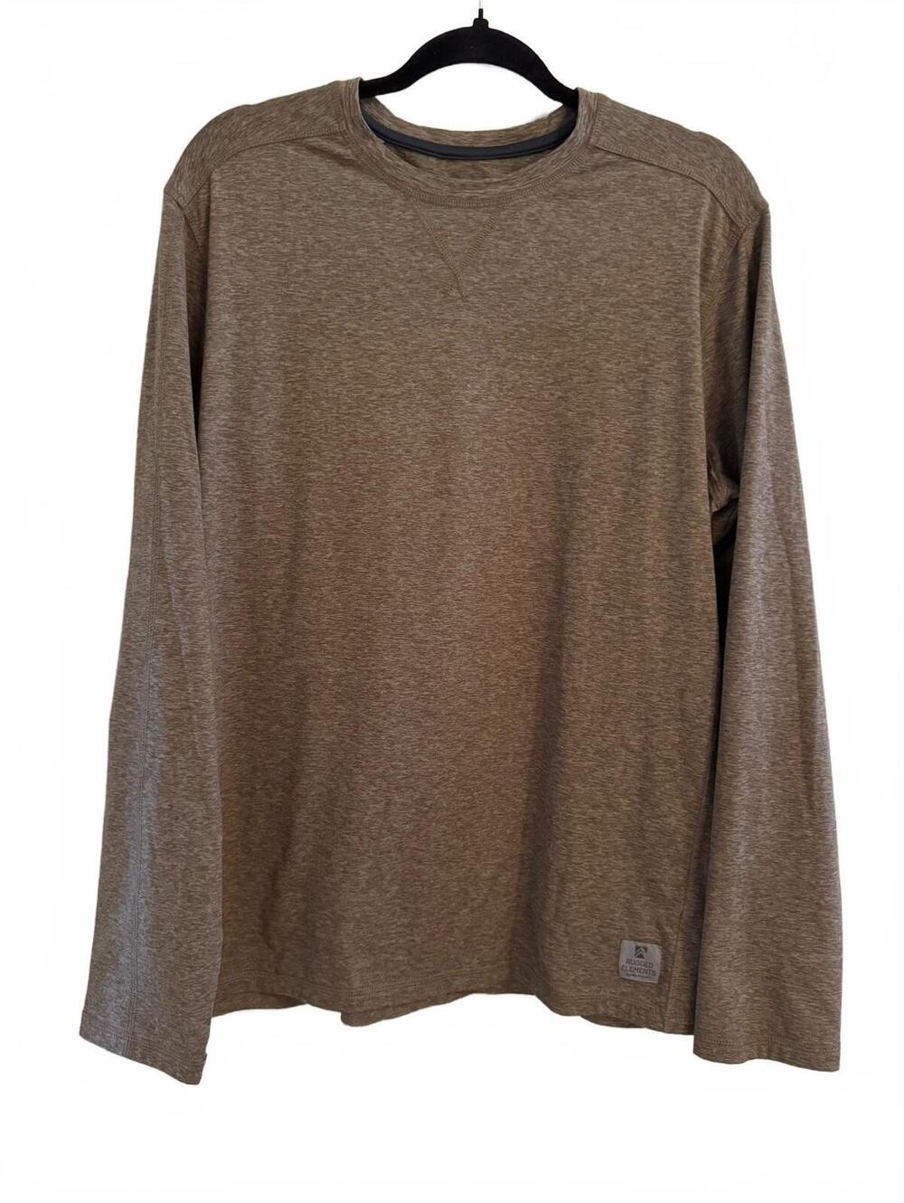 Rugged Elements Men's Heather Brown Long Sleeve T-Shirt Large